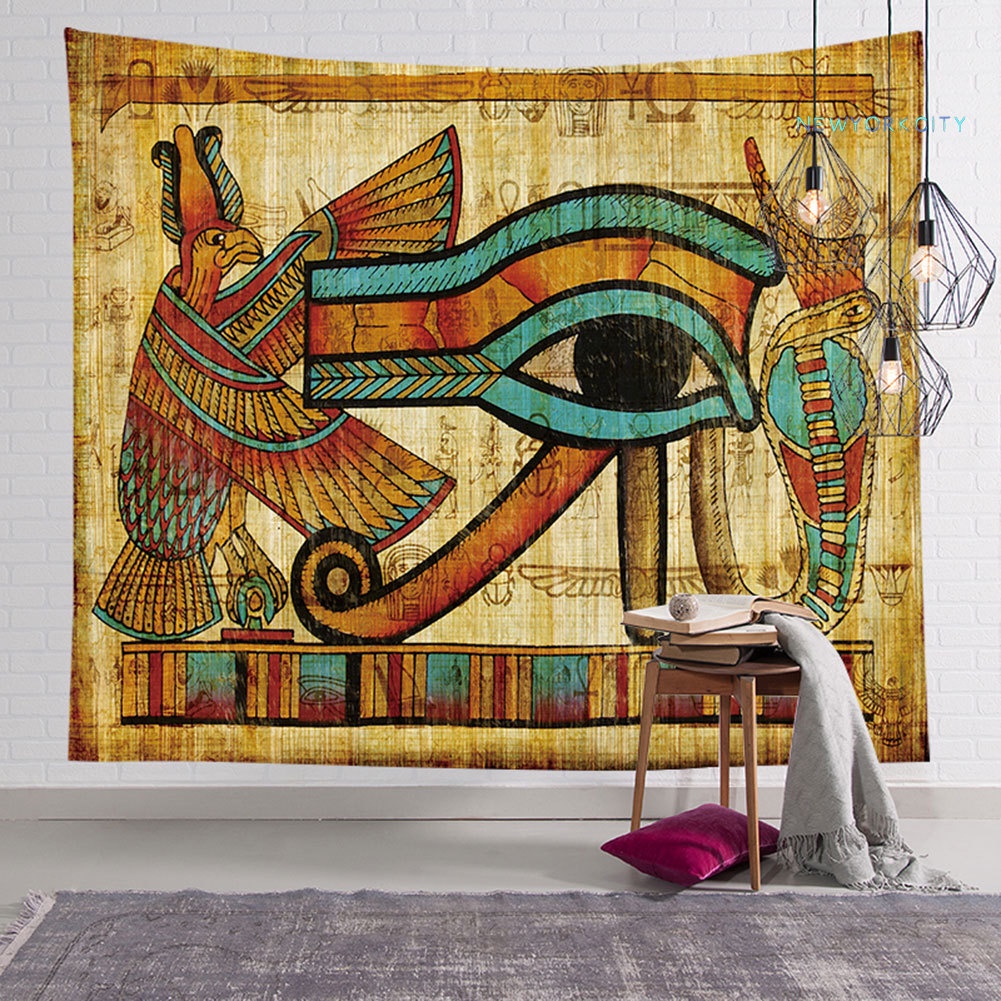 Thảm Treo Tường Trang Trí In Hình Pharaoh Ai Cập Kích Thước 95x73 / 130x150cm