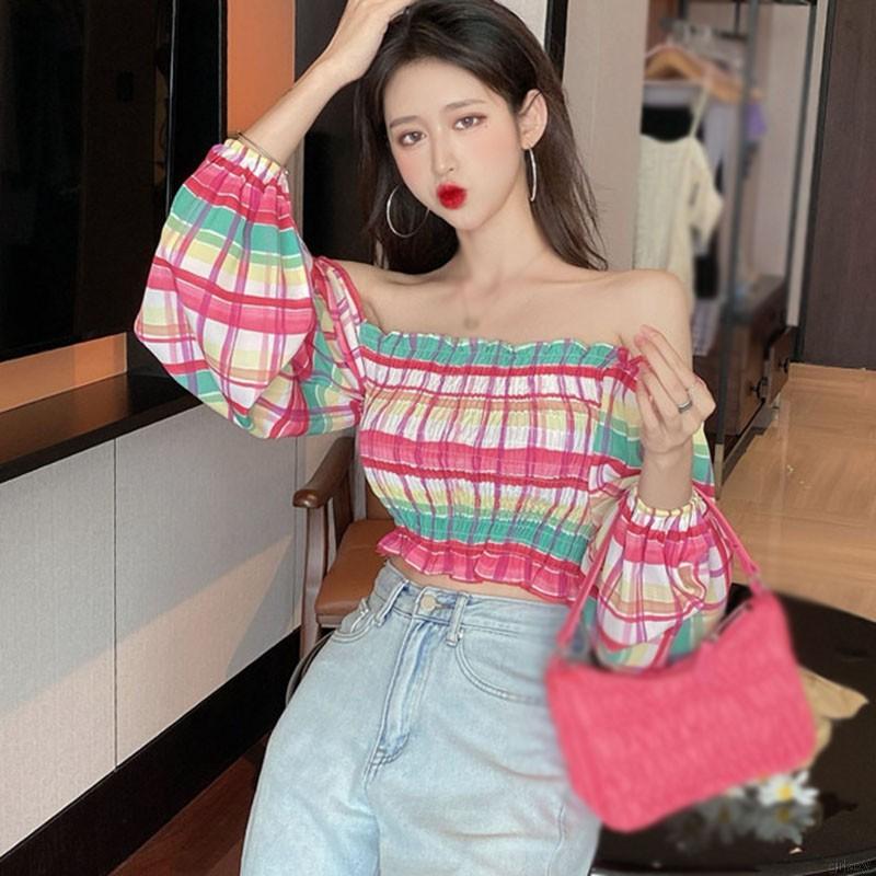 Áo Sơ Mi Dài Tay Hở Eo Họa Tiết Ca Rô Thời Trang Cho Nữ | BigBuy360 - bigbuy360.vn