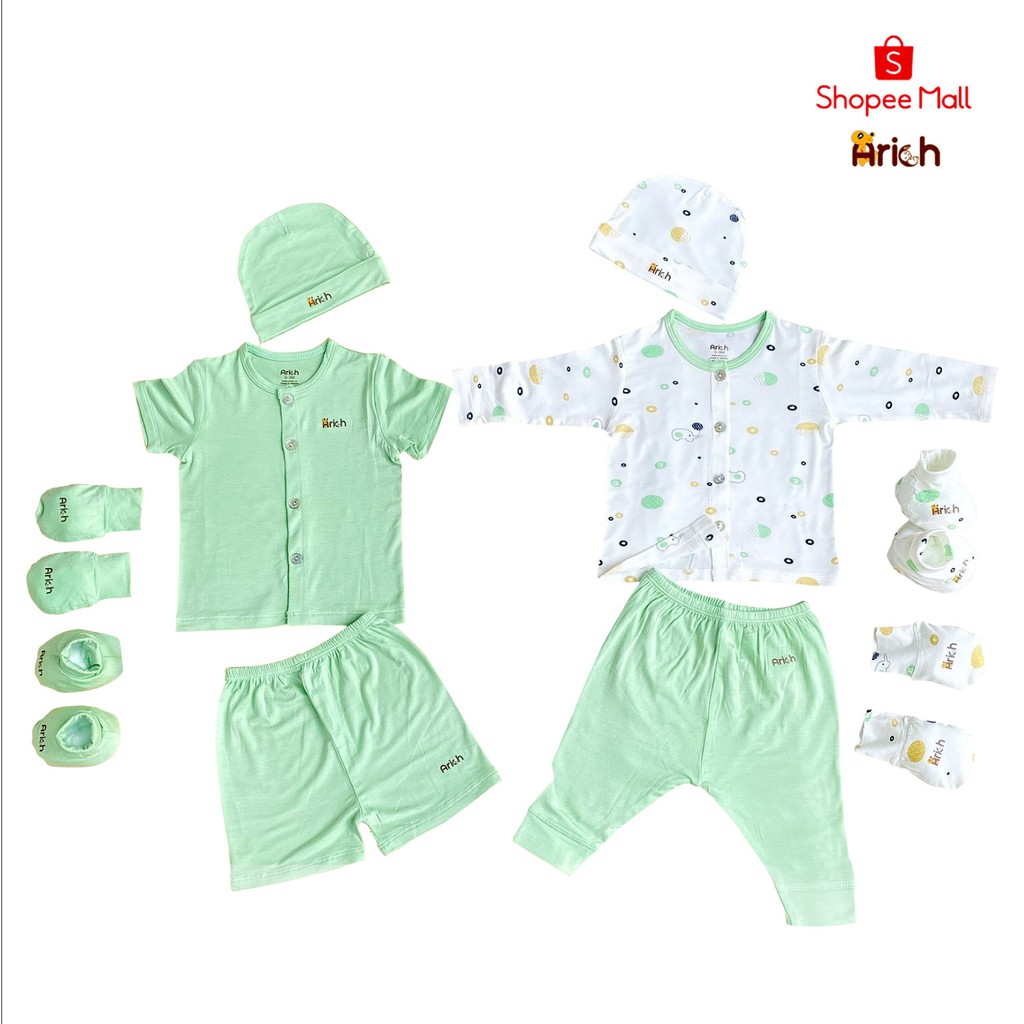 Set sơ sinh Arich 8 món cho bé từ 0-3m