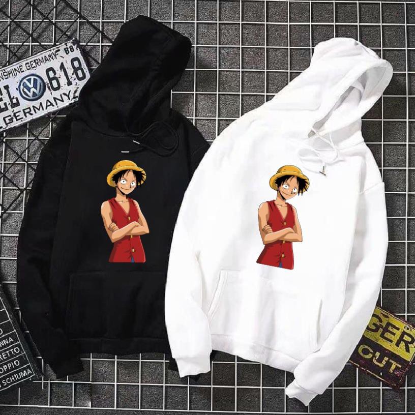 (HOT) Áo nỉ hoodie thu đông hoạt hình one piece luffy form suông rộng unisex có mũ, chất nỉ bông - độc đẹp