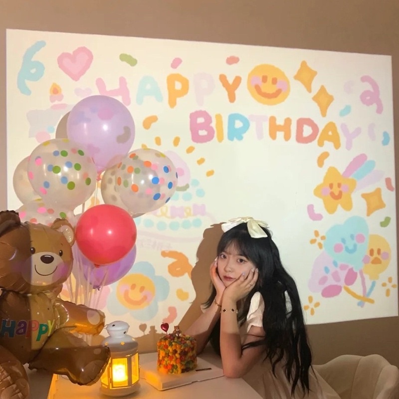 Máy chiếu chữ Happy Birthday mini sáng tạo phong cách Hàn Quốc thích hợp cho trẻ em