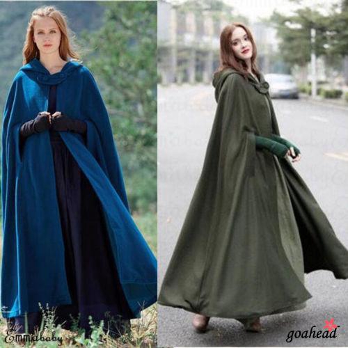 Áo choàng dáng dài có mũ bằng len thời trang cho nữ