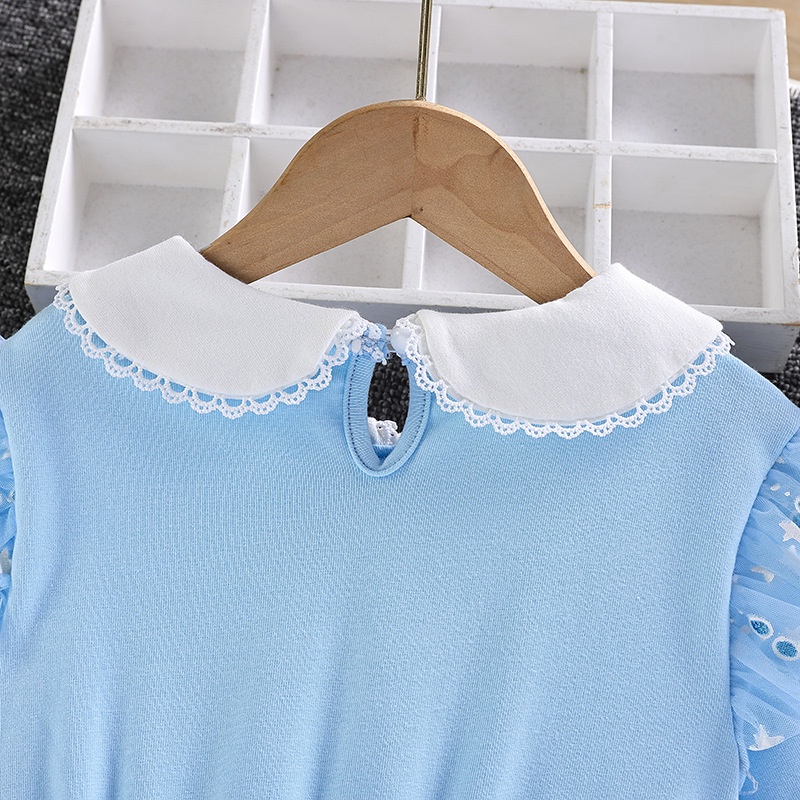 Đầm Công Chúa Elsa Bằng Cotton Tinh Khiết Thoải Mái Cổ Búp Bê Tay Dài Dễ Thương Phong Cách Phương Tây Cho Bé Gái 3-8 Tuổi
