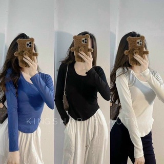 HV - Áo Thun Tăm dài tay Cổ U Vạt Bầu