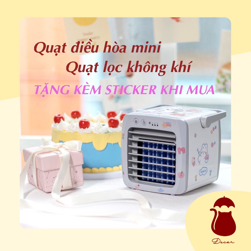 Quạt điều hoa mini kiêm lọc không khí, quạt hơi nước để bàn làm việc mùa hè nhỏ gọn, tiện dụng
