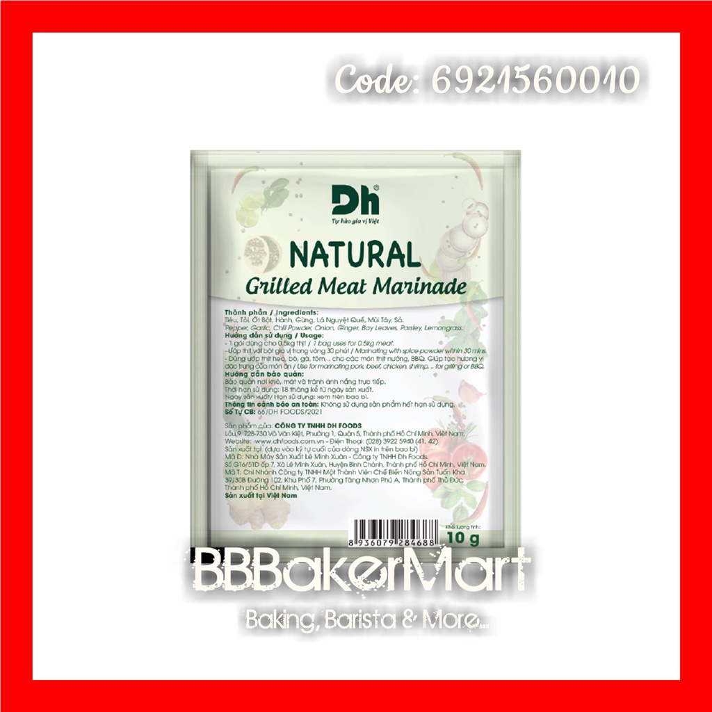 Gia vị ướp Thịt Nướng NATURAL DH Foods - Gói 10gr