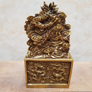 Ấn rồng phong thuỷ chất liệu bằng đồng vàng MS76