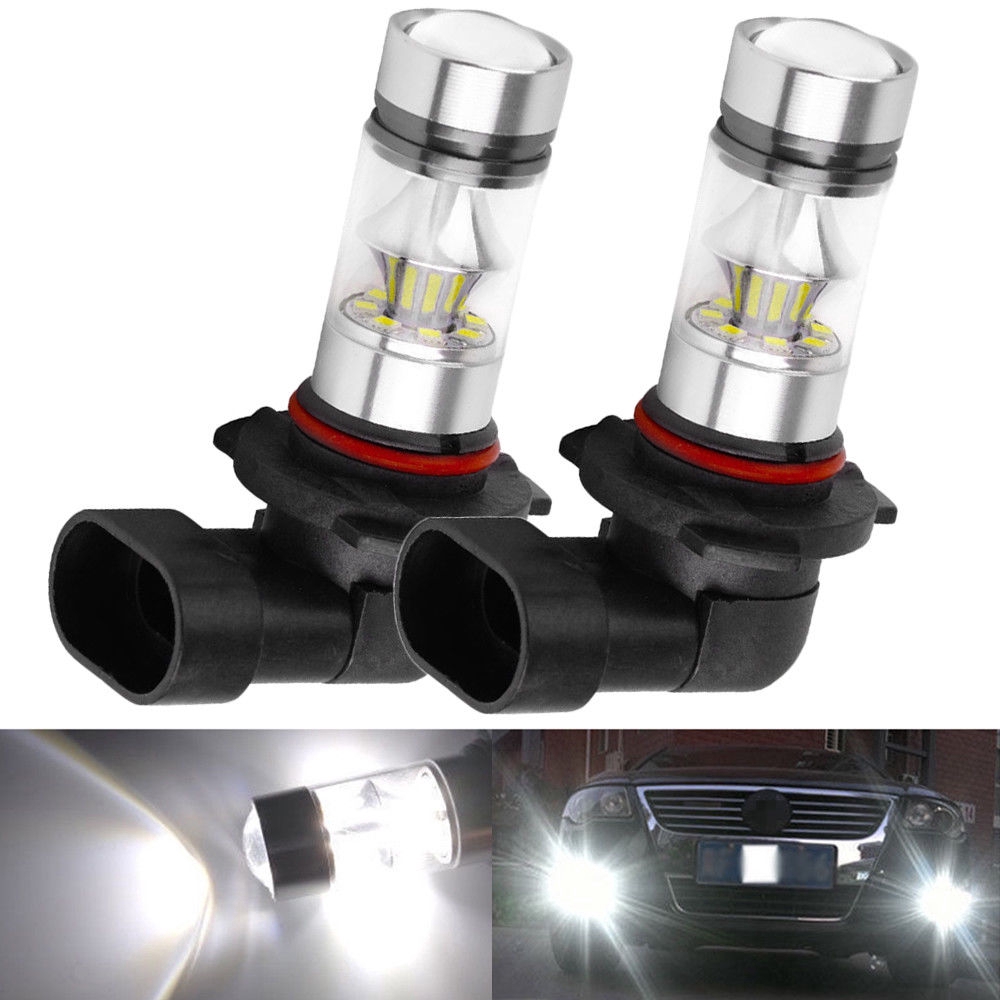 Bộ 2 bóng đèn LED 9005 HB3 100W 2323 6000K màu trắng dùng làm đèn pha chiếu sương mù/đèn lái xe ban ngày