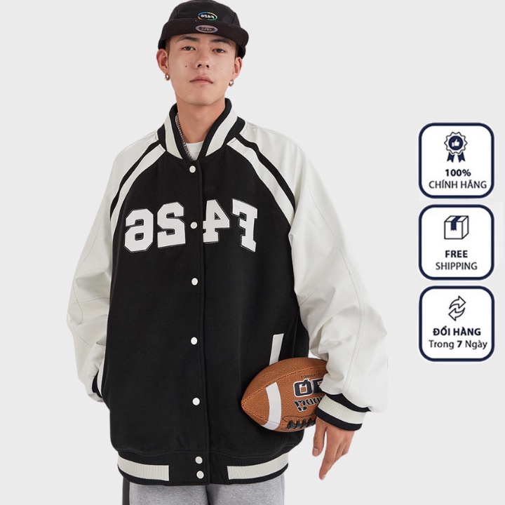 Áo Khoác Bomber Unisex F426, Áo Bóng Chày Phối Tay Chất Nỉ Ngoại Dày Dặn Form Rộng Hàn Quốc