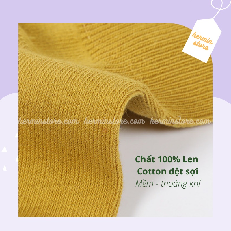 Tất bé gái ngắn cổ bèo nhún nhiều màu - vớ cho bé gái vintage 100% len cotton siêu mịn