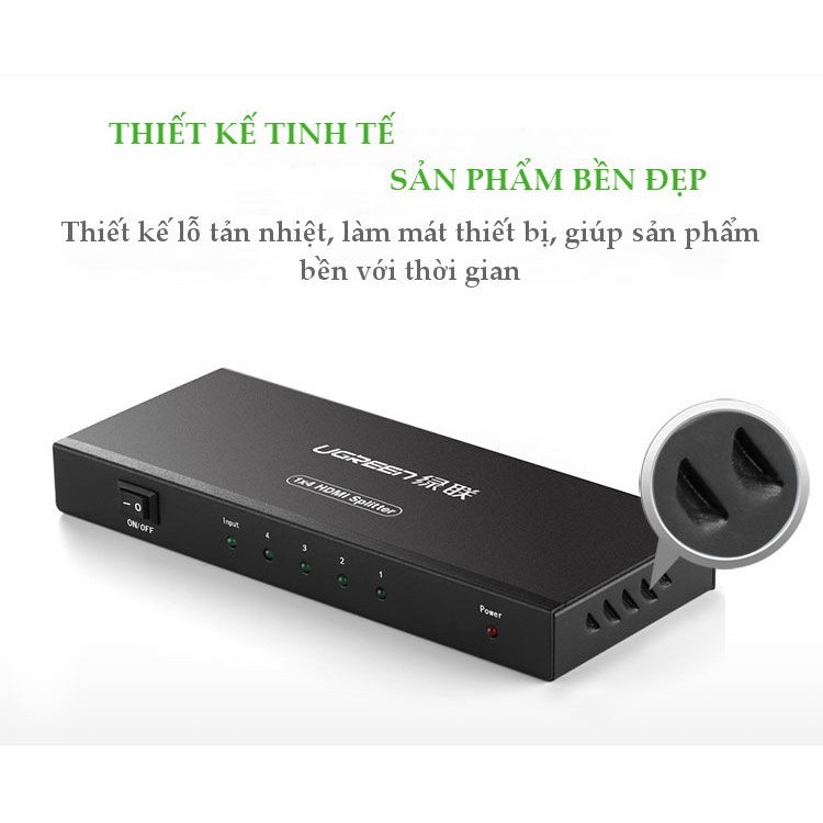 Bộ chia HDMI 1 ra 4 chính hãng Ugreen 40202 - Hàng Chính Hãng