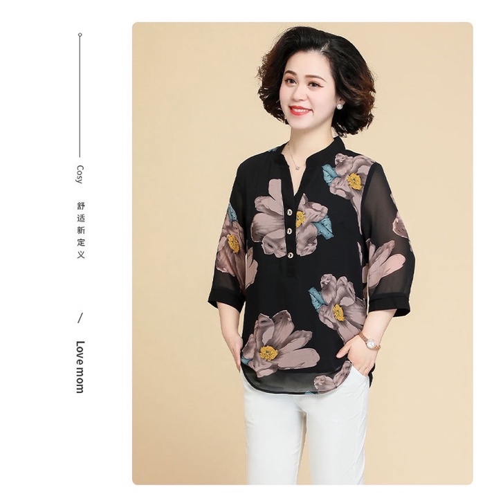 Áo hoa quý cô trung niên cao cấp  LT29-1221