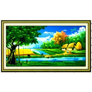 Tranh Đính Đá Làng Quê Df191 130x66cm