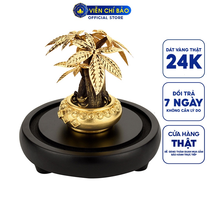 Vía Thần Tài Cây kim ngân (cỡ nhỏ) dát vàng 24K quà tặng cao cấp trang trí nhà cửa thương hiệu Viễn Chí Bảo M600074