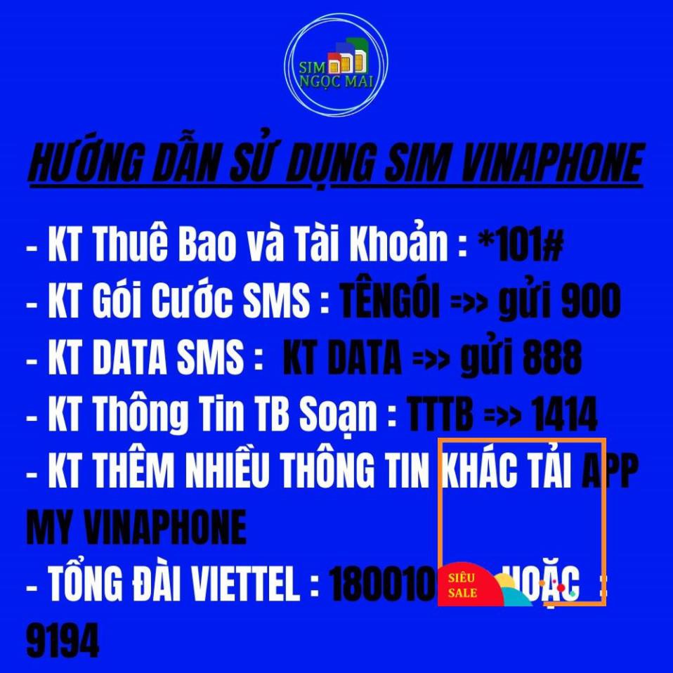 Sim 4G Vinaphone Vd89P - 4GB/NGÀY - 120GB DATA - MIỄN PHÍ GỌI - SIM NGỌC MAI