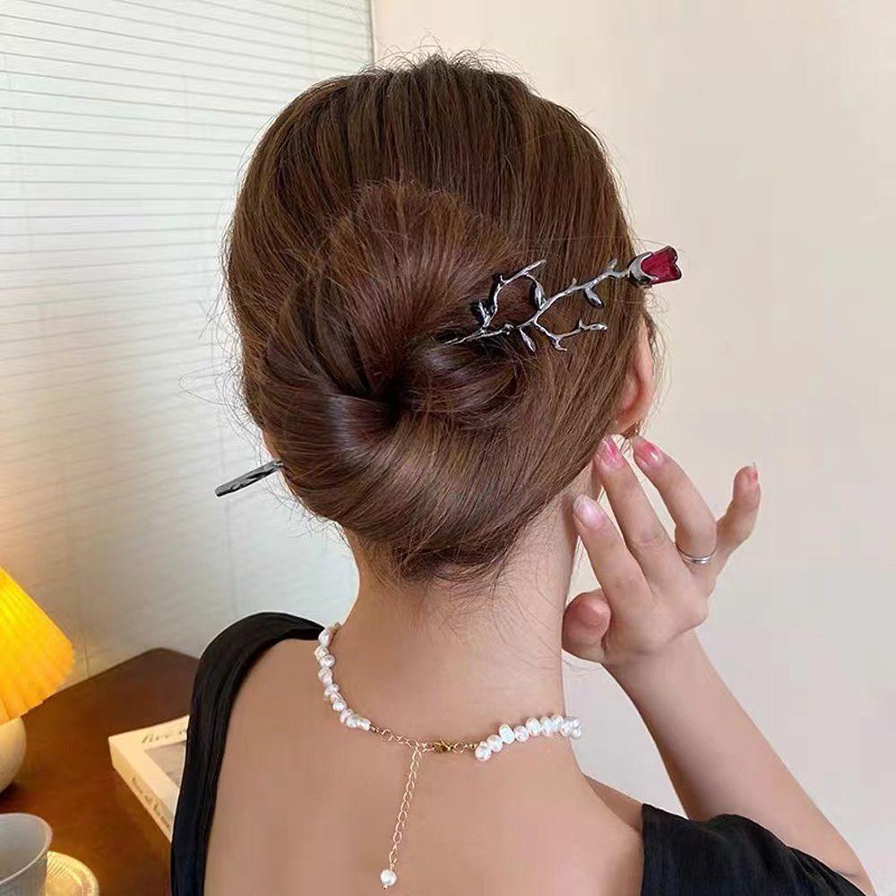 Trâm Cài Tóc Hình Hoa Hồng Phong Cách Trung Quốc Sang Trọng