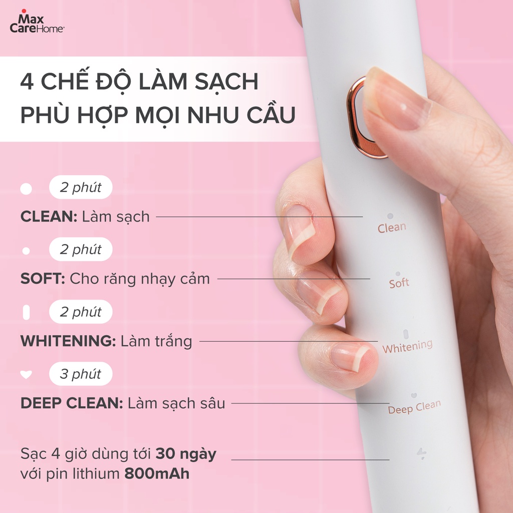 [COMBO GIẢM 690K] Combo 2 Bàn Chải Điện Sonic Sạch Sâu Maxcare Hera Whitening SE Nhật Bản