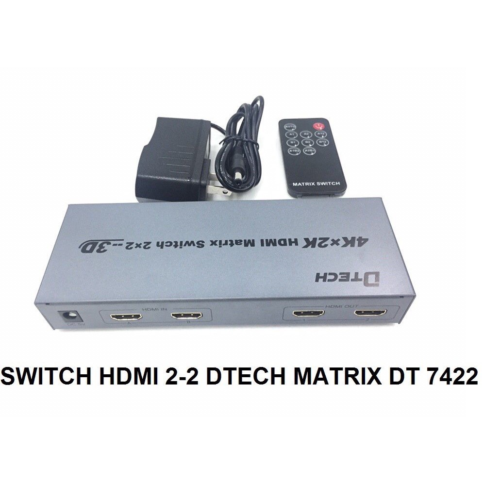 BỘ CHUYỂN ĐỔI TÍN HIỆU 2 CPU VÀO XUẤT RA 2 MÀN HÌNH DTECH DT 7422 HDMI MATRIX