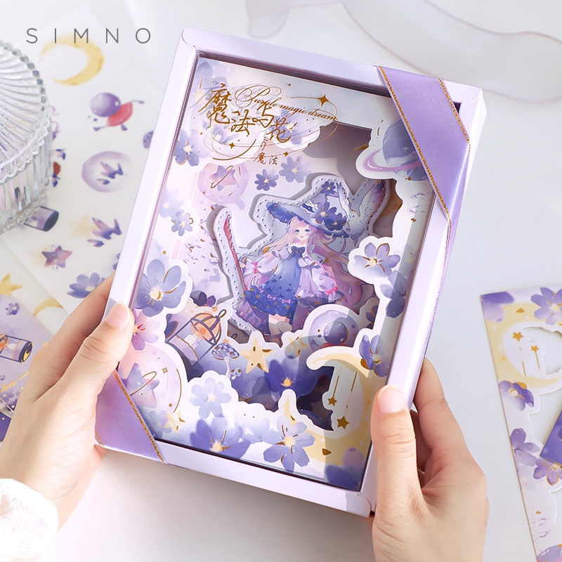 【Well 11】cô gắi dễ thương Sổ Tay B6 3D Dễ Thương Có Nam Châm sổ tay hộp quà -3D Multi-Layer NoteBook Gift Box