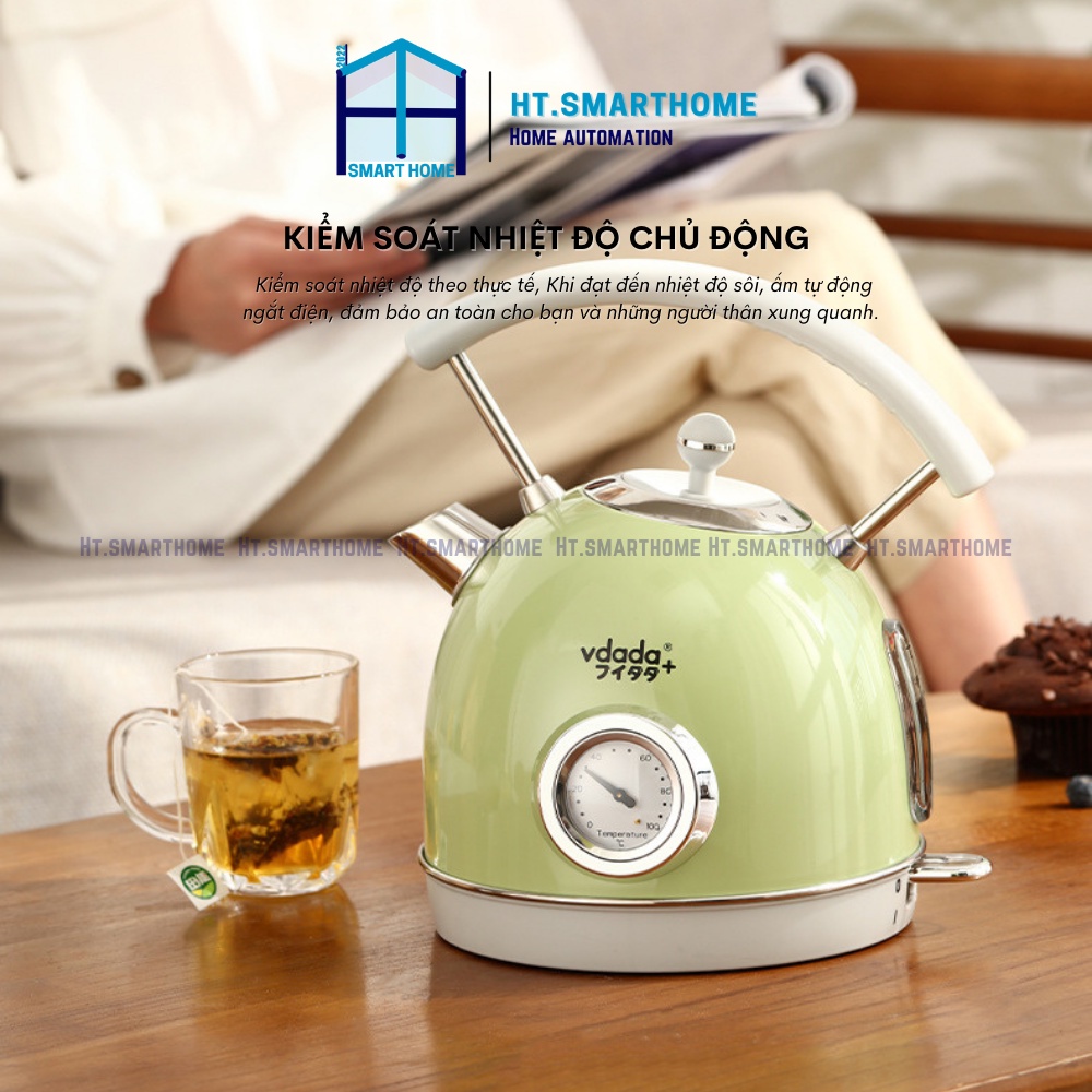 Ấm siêu tốc Nhật Bản VDADA 1,8L 1800W - Cách nhiệt 2 lớp, sôi nhanh trong 5 phút tự ngắt thông minh