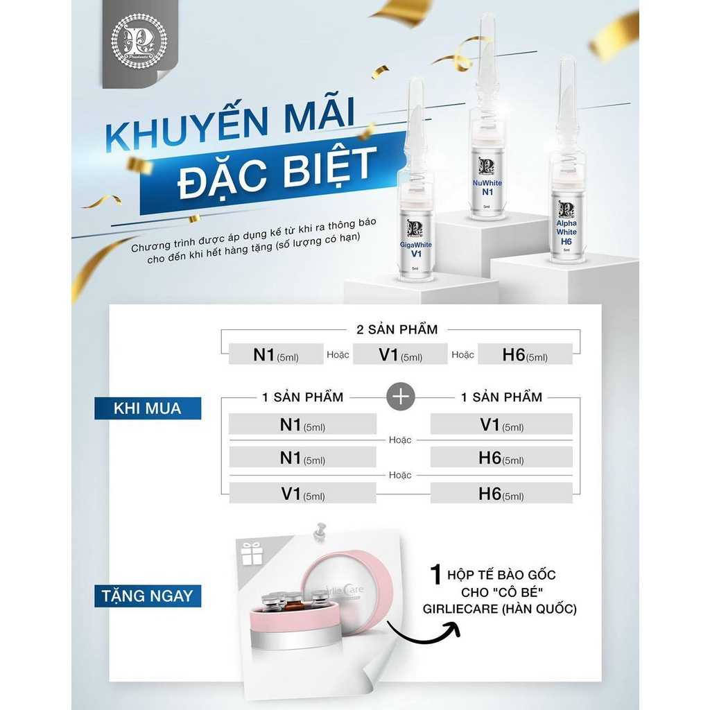 Mua 2 kem V1 hồng vkin nuwhite tặng 1 hộp TBG Girliecare Date T11/2022