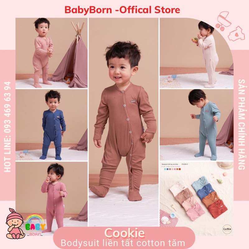 Cookie - Sleepsuit liền tất dài tay cài chéo cotton tăm mềm mát cho bé CK2026