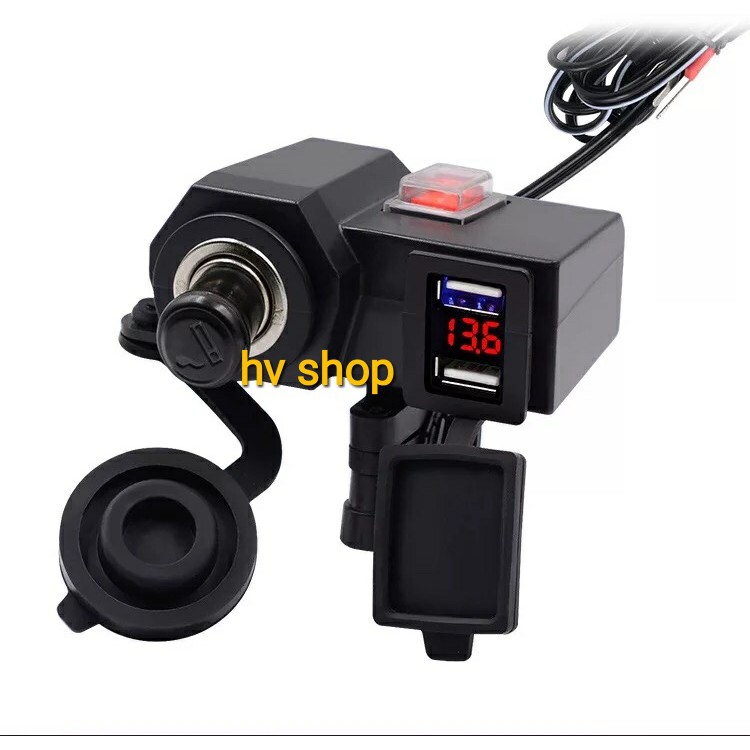 Sạc Điện Thoại Trên Xe Máy 3 trong 1 tặng kèm tẩu