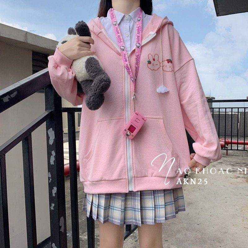 ÁO KHOÁC NỈ IN HÌNH XINH XẮN AKN25 ⚡FREESHIP⚡100% ẢNH THẬT⚡ NN CHUYÊN SỈ - NN STORE