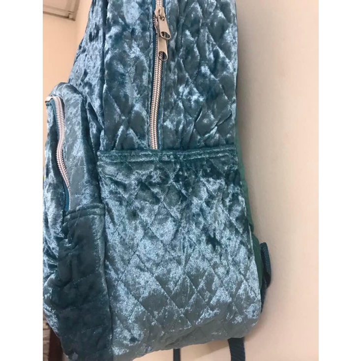 Balo nhung xanh nội địa Mỹ cho bé, kích thước 40cm x 31cm x 14cm