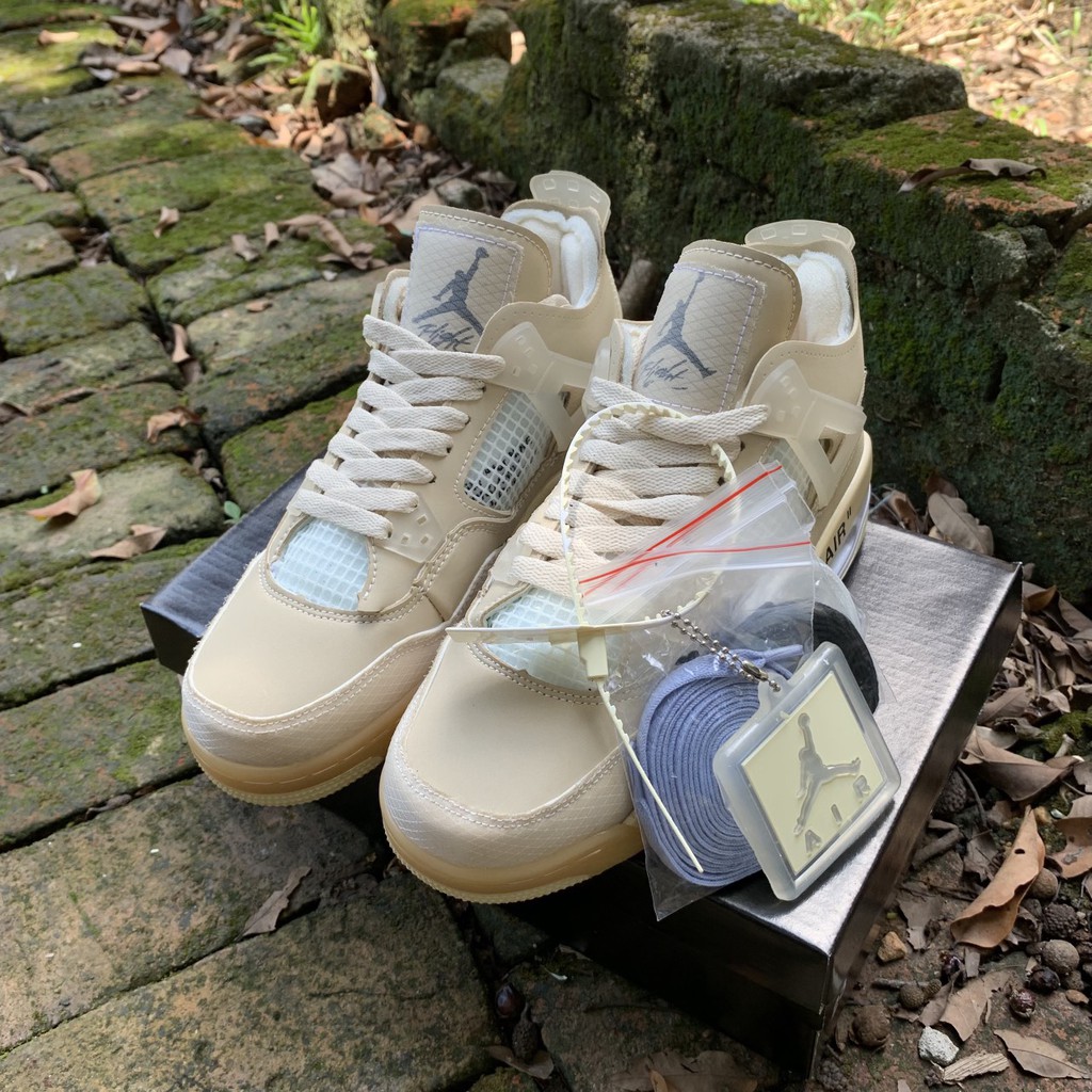 [FreeShip] Giày Thể Thao JD 4 Off White Sail màu kem, màu retro xanh tặng 3 dây kèm Full Box Bill phụ kiện