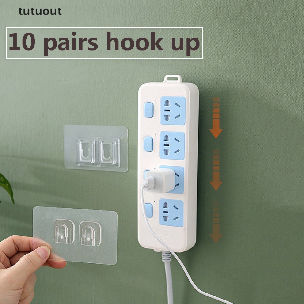 Bộ 10 Cặp Móc Treo Quần Áo / Mũ / Khăn Tắm Hai Mặt Chống Thấm Nước Tiện Dụng
