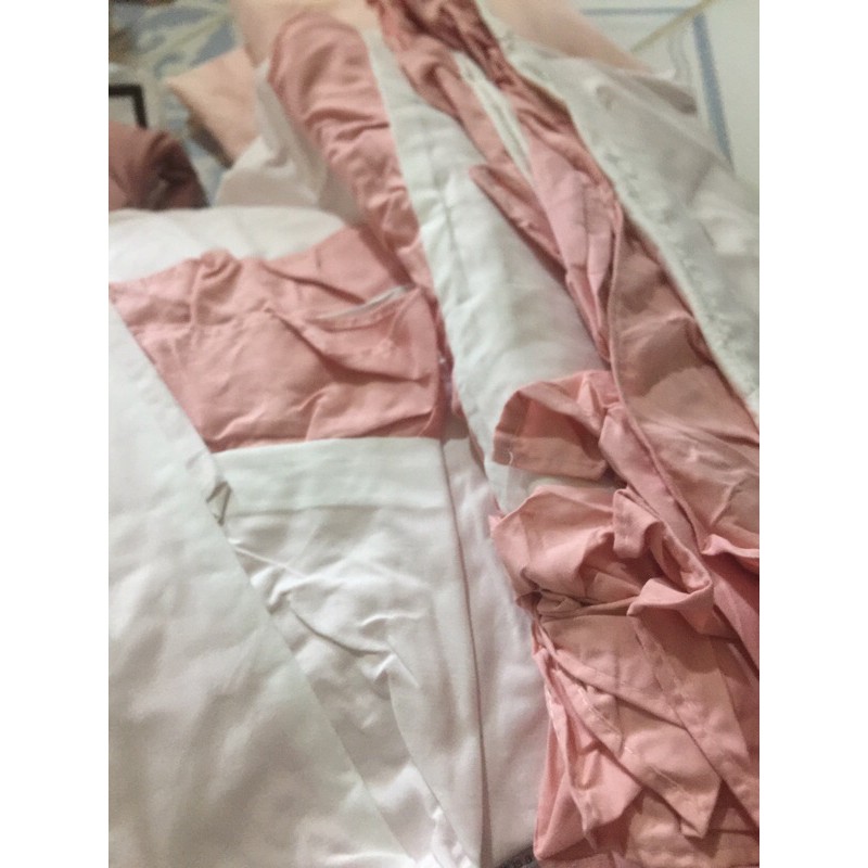 Set chăn ga cotton tici 4 món viền bèo nhập khẩu