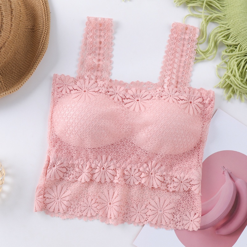 Áo Bra Nữ, Áo Lót Bra Ren Hoa Dáng Croptop Có Miếng Đệm Nâng Ngực Quyến Rũ Siêu Xinh _ TSDL71