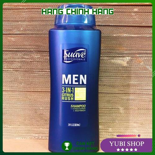 [HÀNG AUTH] DẦU GỘI SUAVE MEN 3 IN 1 - NHẬT BẢN - SỮA TẮM GỘI TOÀN THÂN SUAVE MEN 3 IN 1 CITRUS RUSH 828ML