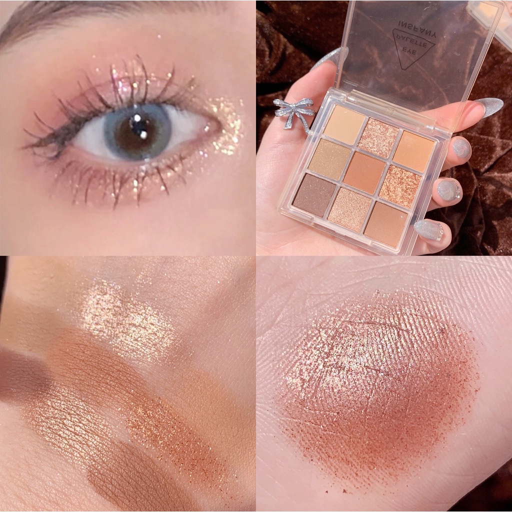 Bảng Phấn Mắt 9 Màu Trang Điểm Lấp Lánh/Ánh Kim Tuyến