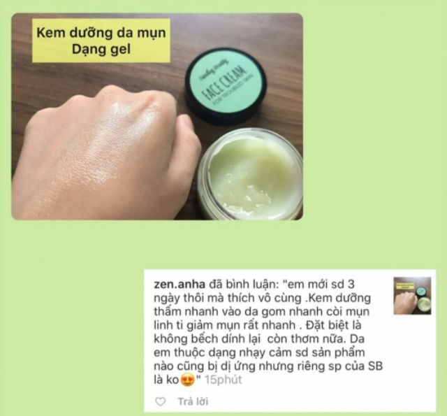 Kem dưỡng da mụn/nhạy cảm Face Cream handmade (Sunday Beauty)