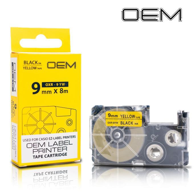 CASIO Cuộn Băng Keo Oem 9mm Màu Vàng Đen Mực (Oxr-9Yw)