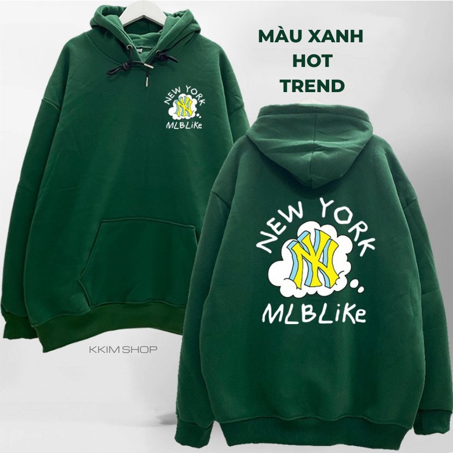 Áo Nỉ HOODIE NY MLP, Áo hoodie XANH LÁ unisex nam nữ form rộng oversize chất liệu Nỉ bông cao cấp KKIM SHOP