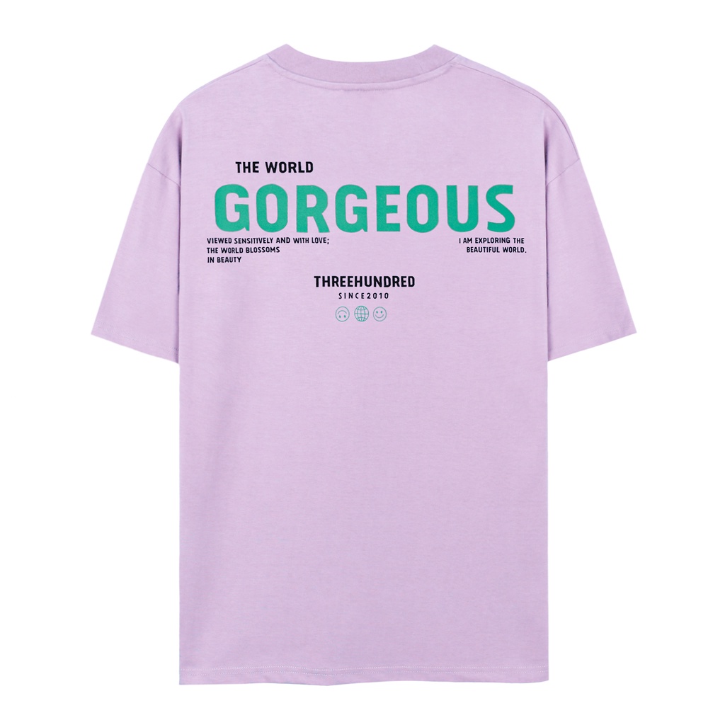 Áo Thun Tím In Chữ The World Gorgeous Màu Xanh Chất Liệu 100% Cotton Form Rộng Thoải Mái Unisex Nam Nữ