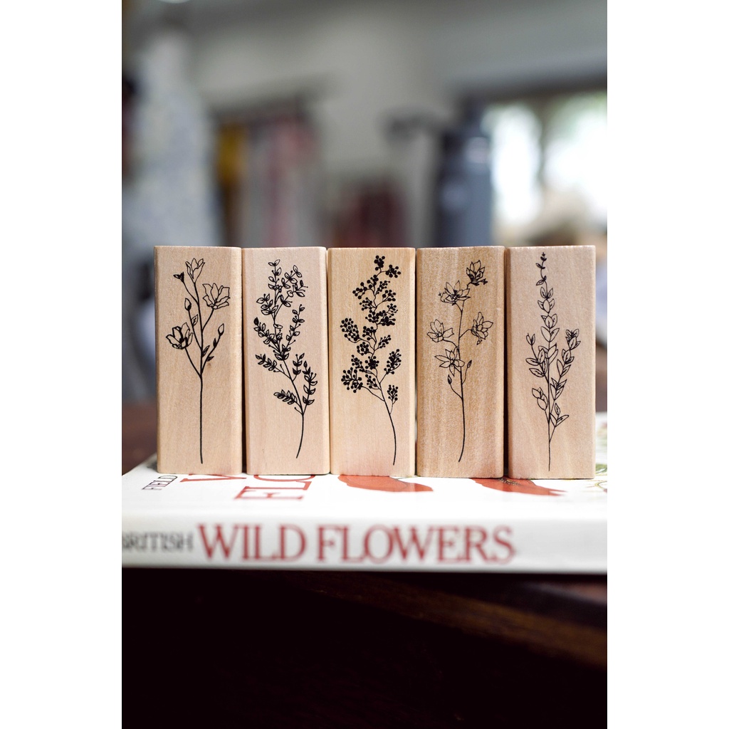 Con dấu gỗ - bộ Wild flowers