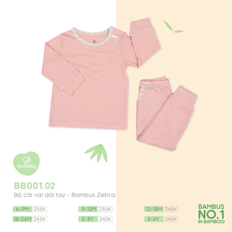 Bu sale up to 50%Bubaby! Bộ quần áo dài tay Bambus Zebra cho các bé từ 6m-4y hãng bu!
