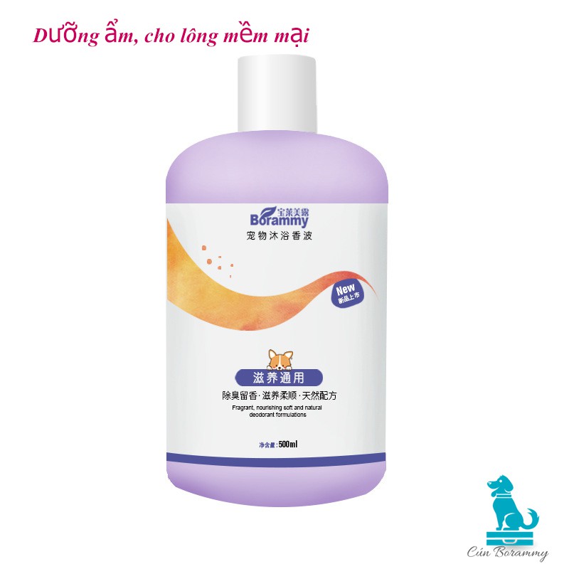 Sữa tắm cho chó mèo BORAMMY dưỡng chất hoa hồng nuôi dưỡng lông loại 500ml  (trợ giá găng tay tắm)