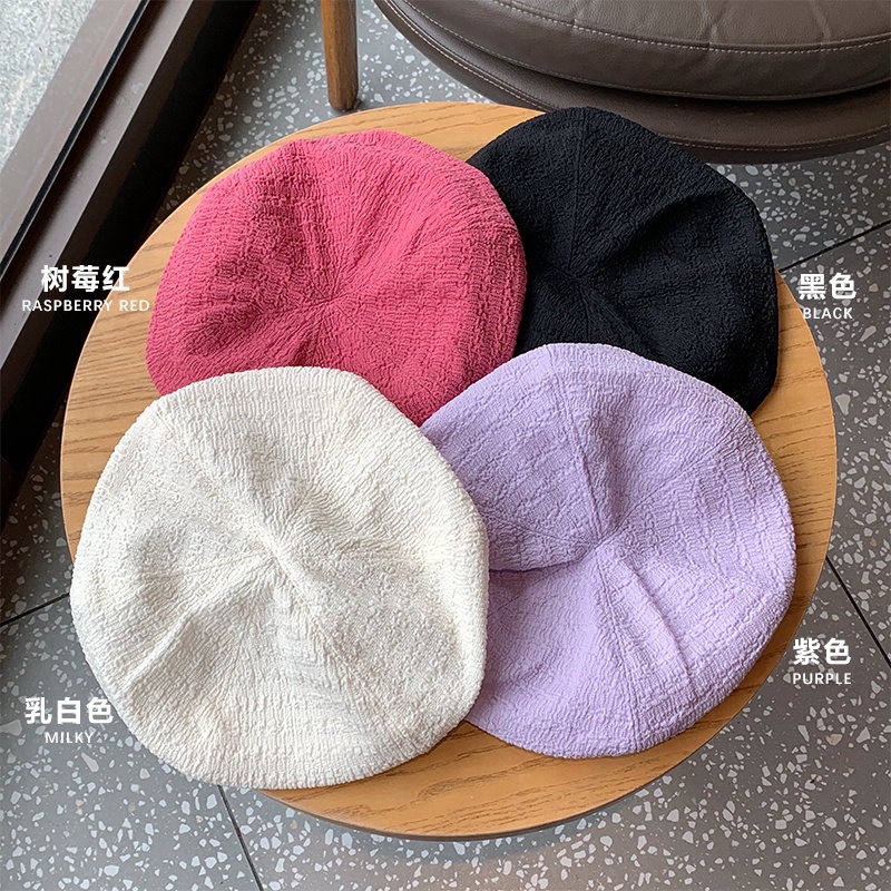 Mũ nồi vải mỏng có vân nhập khẩu từ Hàn Quốc dễ thương thời trang mùa hè cho nữ