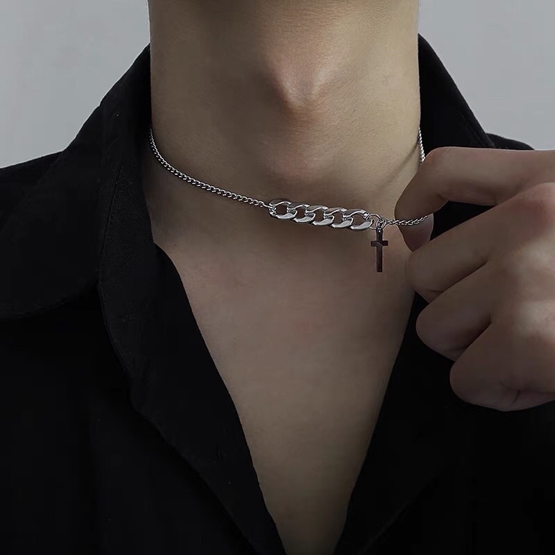 Dây chuyền mắt xích mặt thập nhỏ thép titan không gỉ