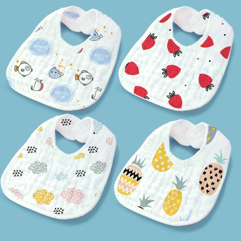 Yếm Ăn Cotton Dày Dặn Chống Thấm Nước 24 Giờ Dành Cho Bé