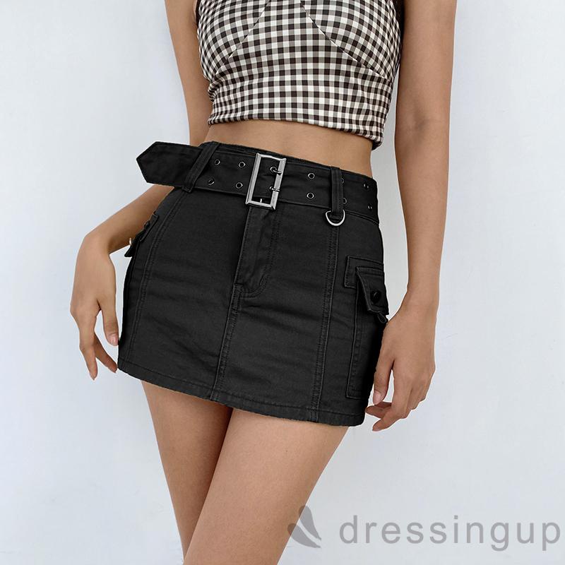 Chân Váy Ngắn Màu Trơn Có Túi Thời Trang Cho Nữ
