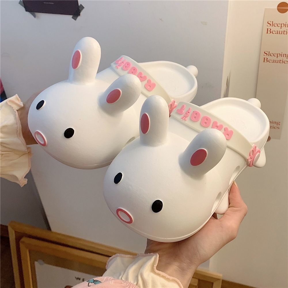 Dép đi trong nhà chống trượt đục lỗ hình thỏ hoạt hình đáng yêu phong cách mùa hè cho nữ