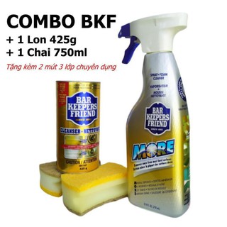 Combo Bột làm sạch BKF  (420g)+ Bình xịt bọt tẩy rửa đa năng BKF (720ml) -Làm sạch kính phòng tắm -Làm sạch kính bể cá