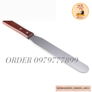 Dao chà láng bánh kem, trét kem bằng thép không, tay cầm gỗ, cán gỗ gỉ 6 inch, 8 inch, 10 inch