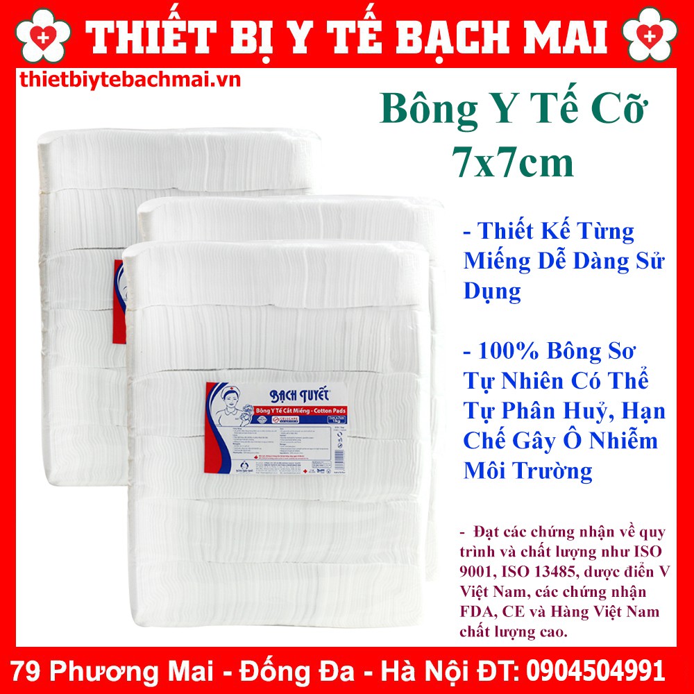 Bông Bạch Tuyết Y Tế Cắt Miếng - Hàng Việt Nam Chất Lượng Cao [7x7cm, 10x10cm]